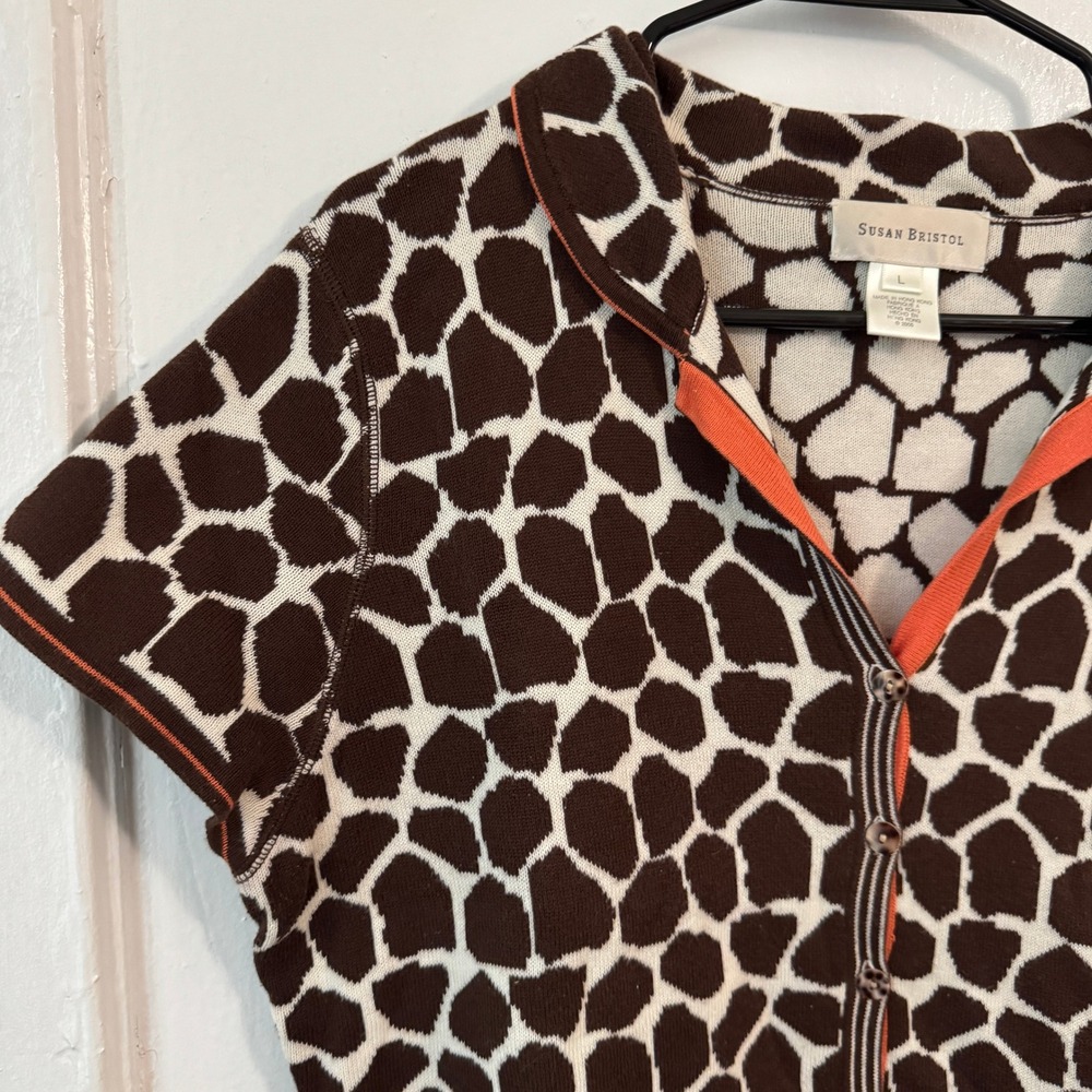 Giraffe Animal Print Cotton Top Susan Bristol Luxury Large Cozy Teacher Twee - Picture 4 of 9